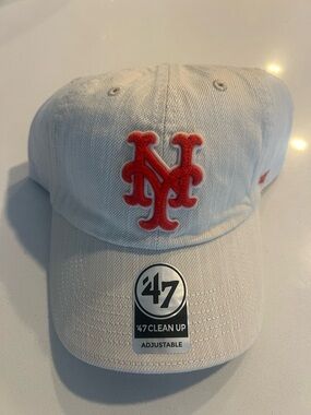 '47 White New York Mets Clean Up Cap with Orange Logo